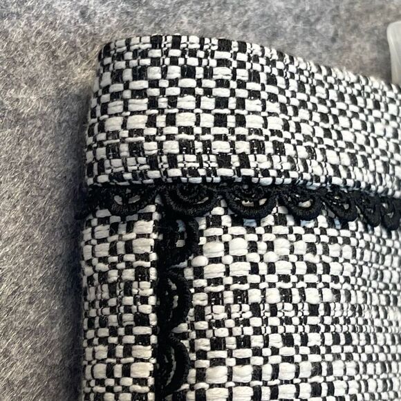 NWT KARL LAGERFELD Skirt Womens Size 16 Black White Tweed A-Line Mini Flat Front - Picture 13 of 16